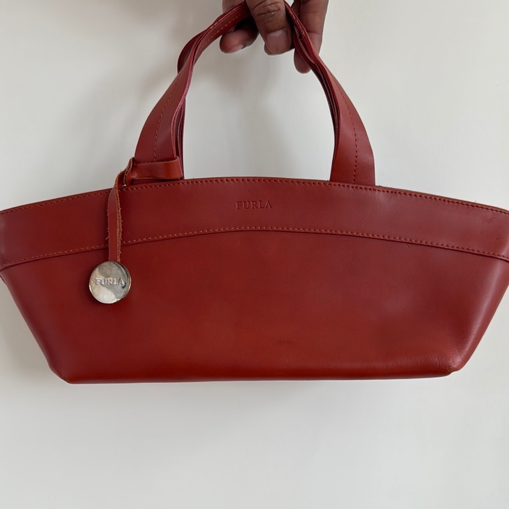 Furla Red/Brown Leather Tote Bag